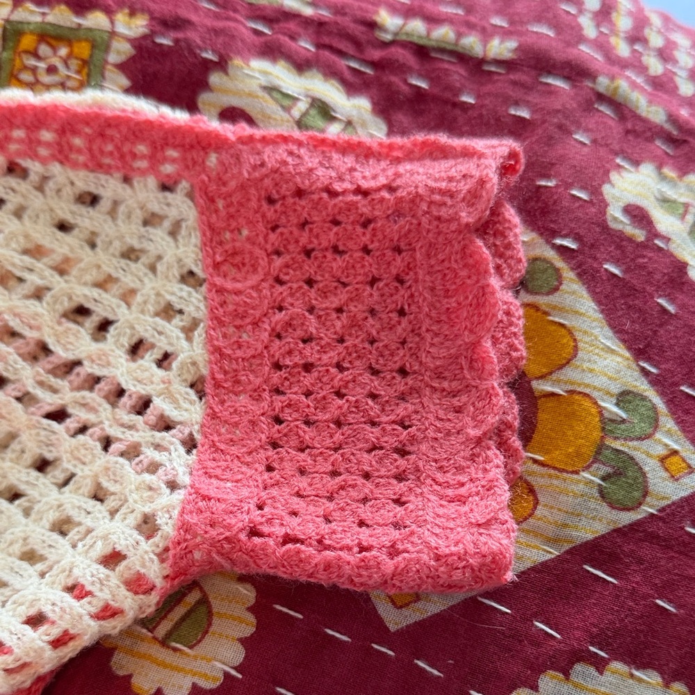 House of Harlow 1960 Pink Bows and Cream Crochet Fringe Sweater - Picture 4 of 7